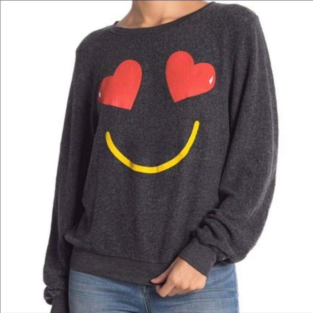 Wildfox Heart eye Emoji Sweater Pul…